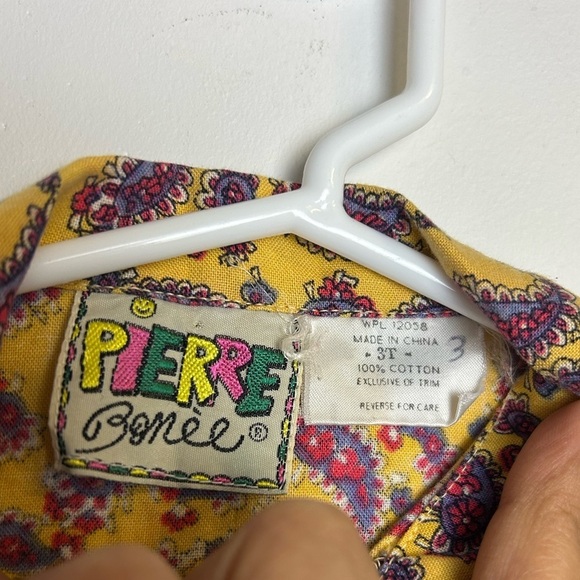 VTG Y2K PIERRE BONEE KIDS GIRL 3T PAISLEY BUTTON DOWN PRINT YELLOW MULTICOLOR - Picture 7 of 11